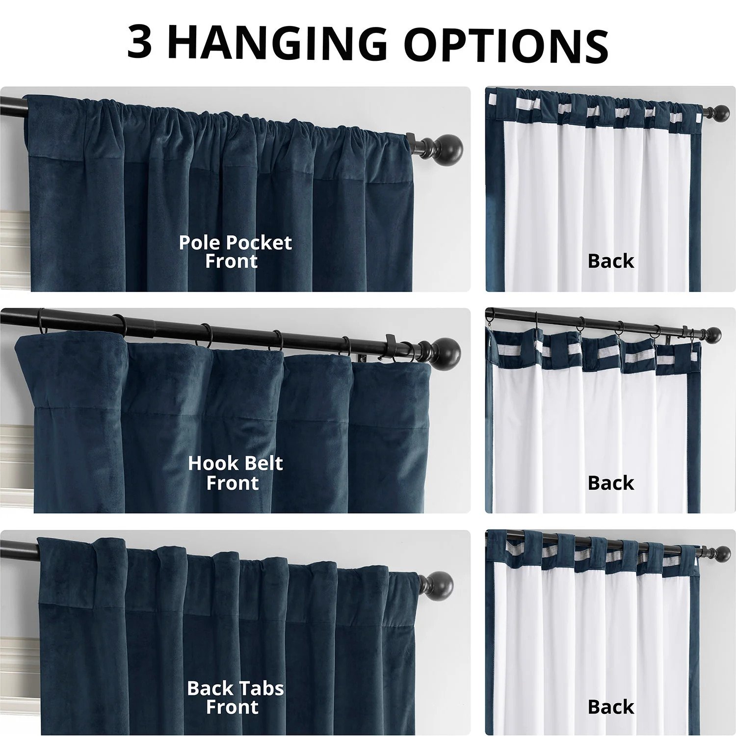 Midnight Blue Velvet Blackout Curtain