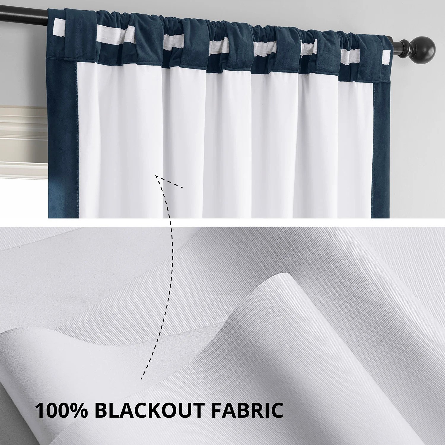 Midnight Blue Velvet Blackout Curtain