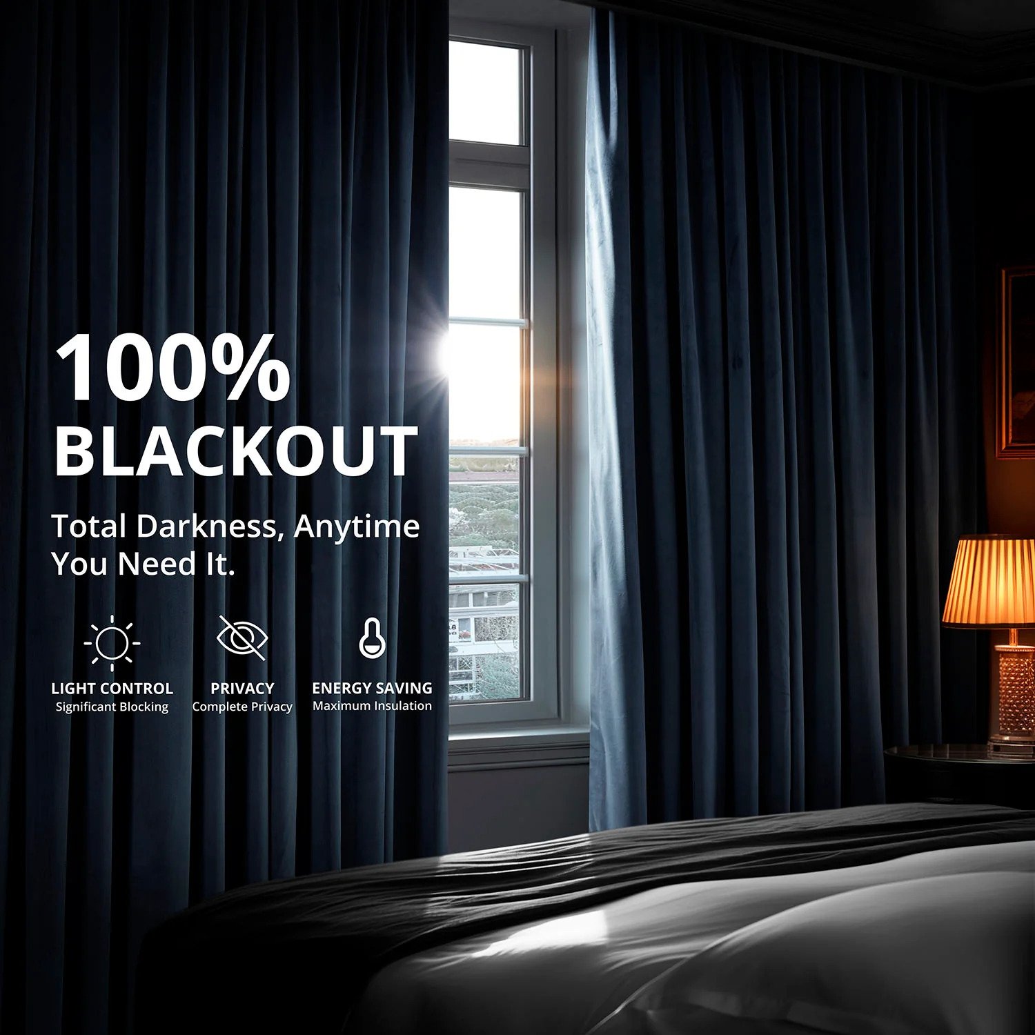 Midnight Blue Velvet Blackout Curtain